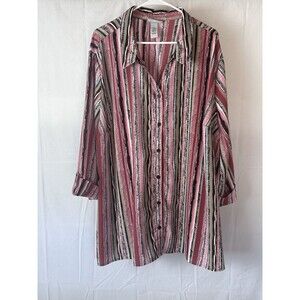 Catherines Womens 4X‎ Pink Long Sleeve Top Lightweight